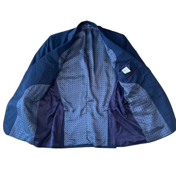 Ted Baker Endurance Jay ct blue plaid wool men’s sport coat size 42 regular flaw - Picture 4 of 10
